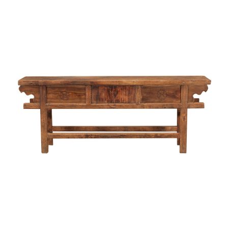 201 -119- o古董中国木桌，带储物门