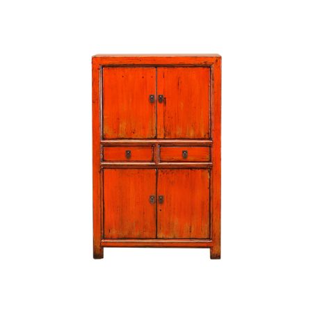 古董中国木制橱柜，带抽屉和门