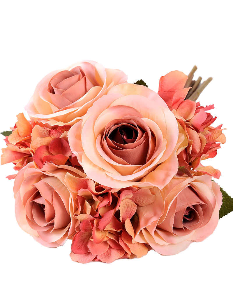 人造花,玫瑰和绣球花花束桃gs - 1450147 - s2 -关闭深腐蚀